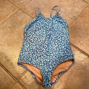 Crewcuts Blue Cheetah Print Bathing Suit Size 10